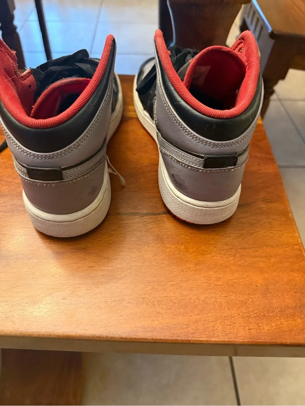 Nike Kids Jordan 1 Mid Black/Gray/Red Sneakers